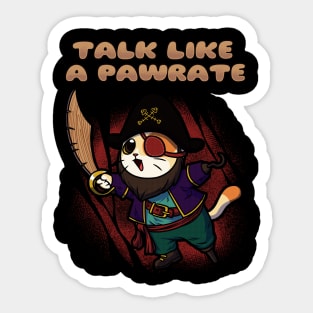 Cat Talk Like A Pirate Funny Geek Pirate Gift Sticker